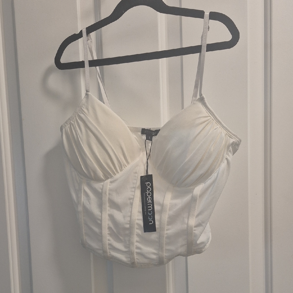 Papermoon White Structured Bustier Top Womens L